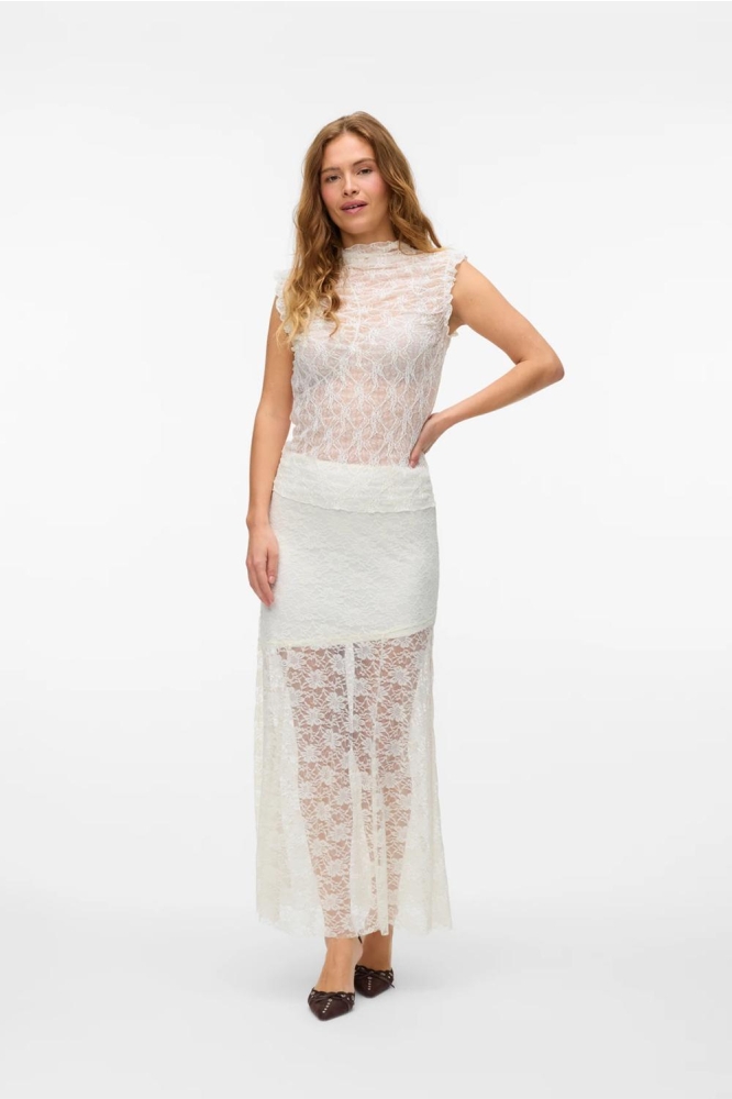 VMOLLIE HW LONG LACE SKIRT JRS EXP 10337965 Antique White
